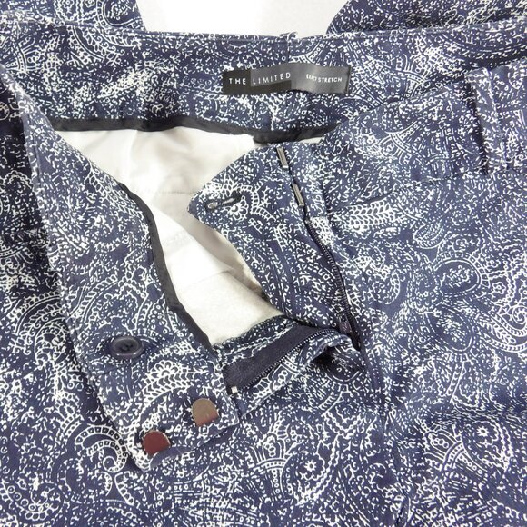 The Limited Exact Stretch Print Ankle Pants Size 8 Navy Blue & White - Picture 6 of 6